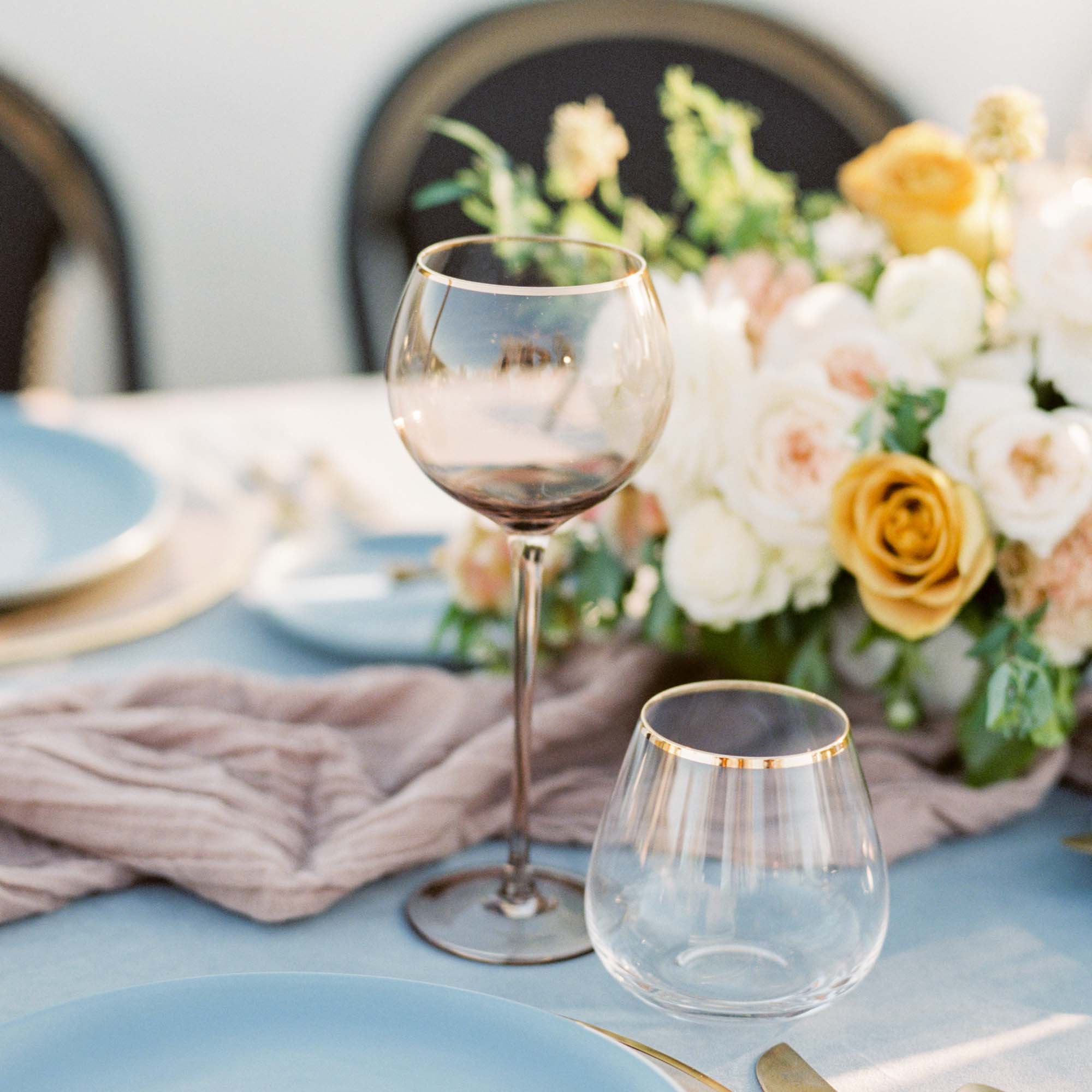 Siren White Wine Goblets – Fawn with Gold Rim (Set of 4)