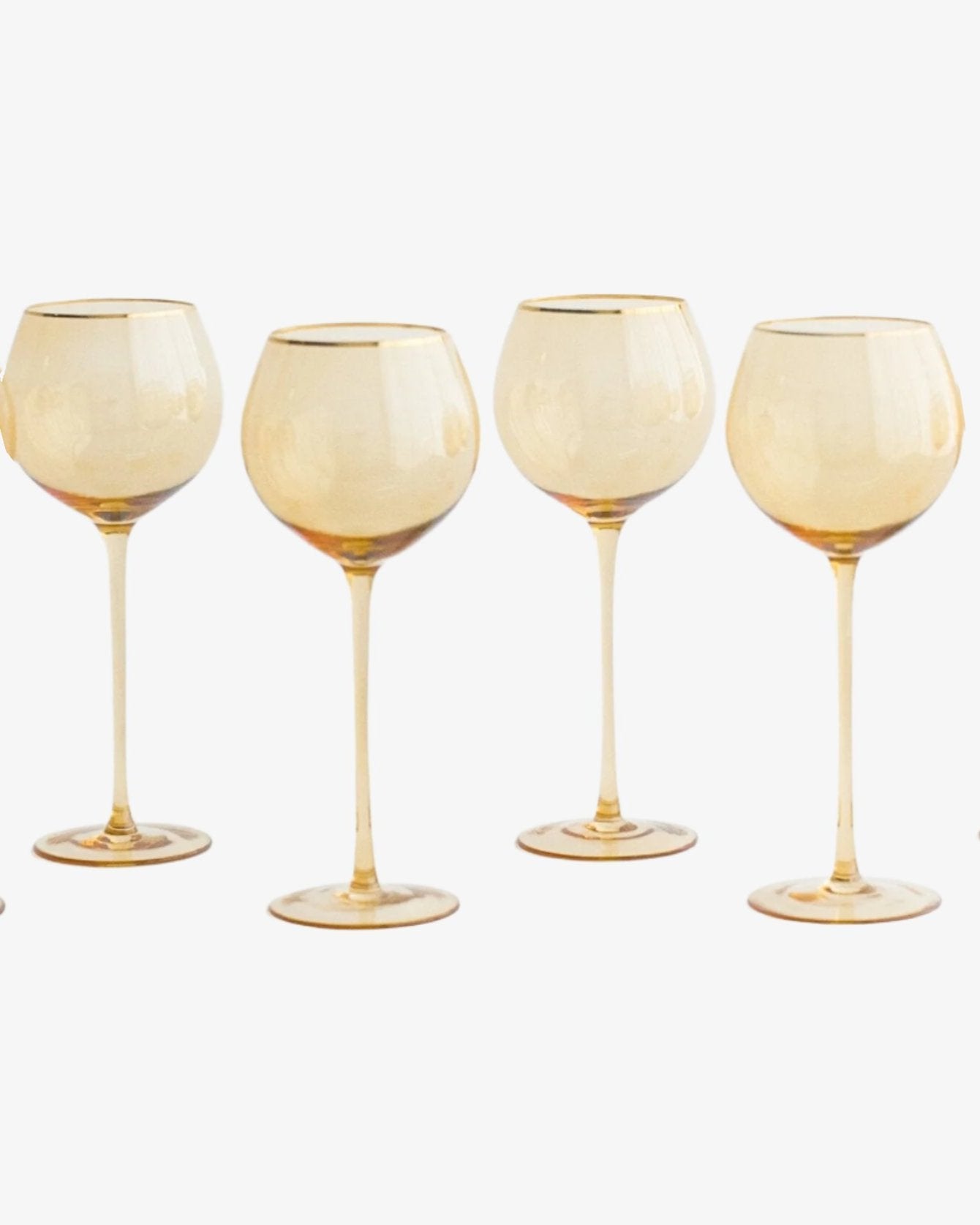 Siren White Wine Goblets – Marigold with Gold Rim (Set of 4)
