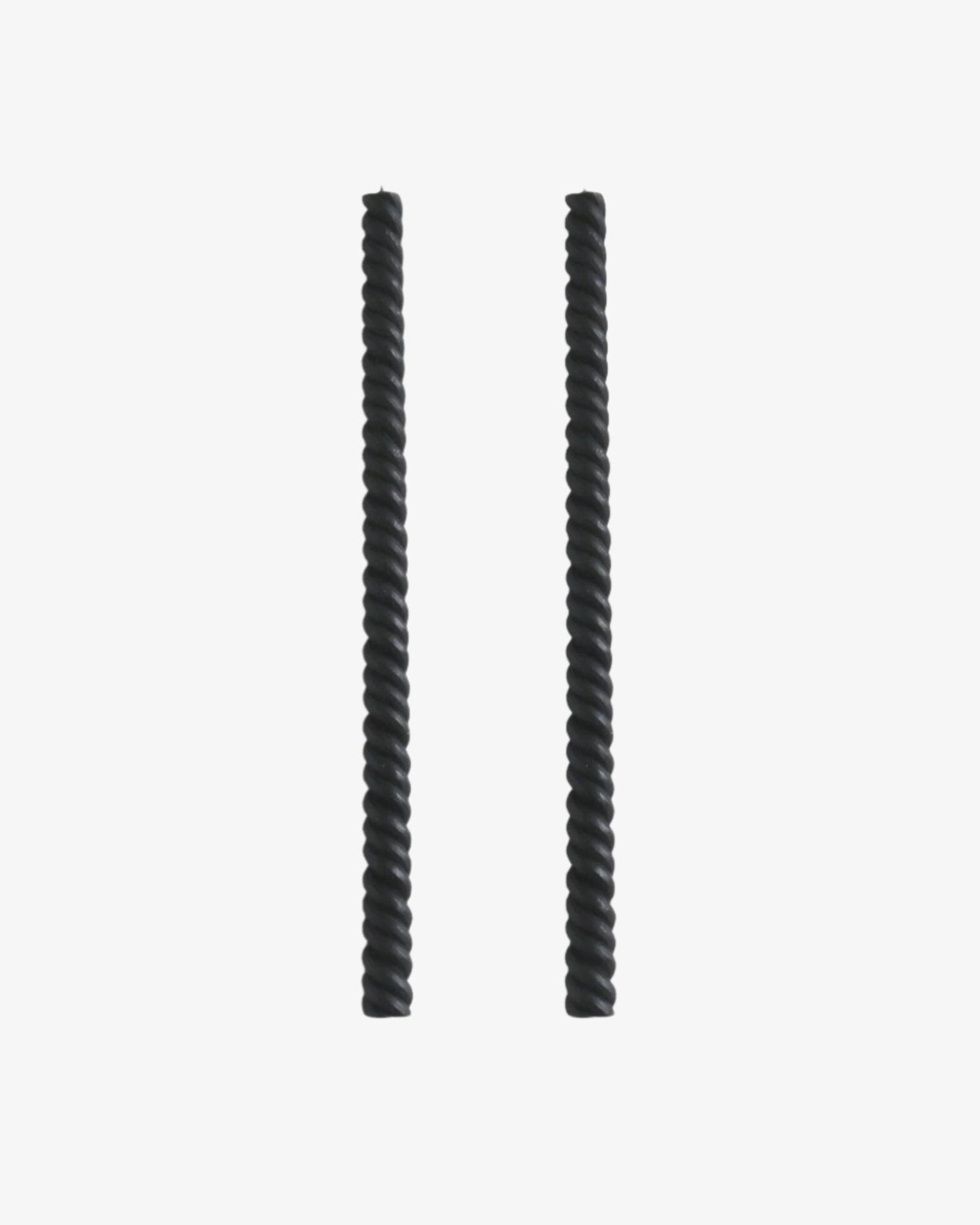 Charcoal helix taper candle in dusty black made of 100% beeswax, set of 2