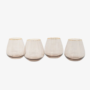 Siren Short Stemless Goblets – Fawn with Gold Rim (Set of 4)