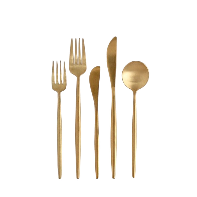 Luna Flatware — Brushed Gold (5 Piece Set)