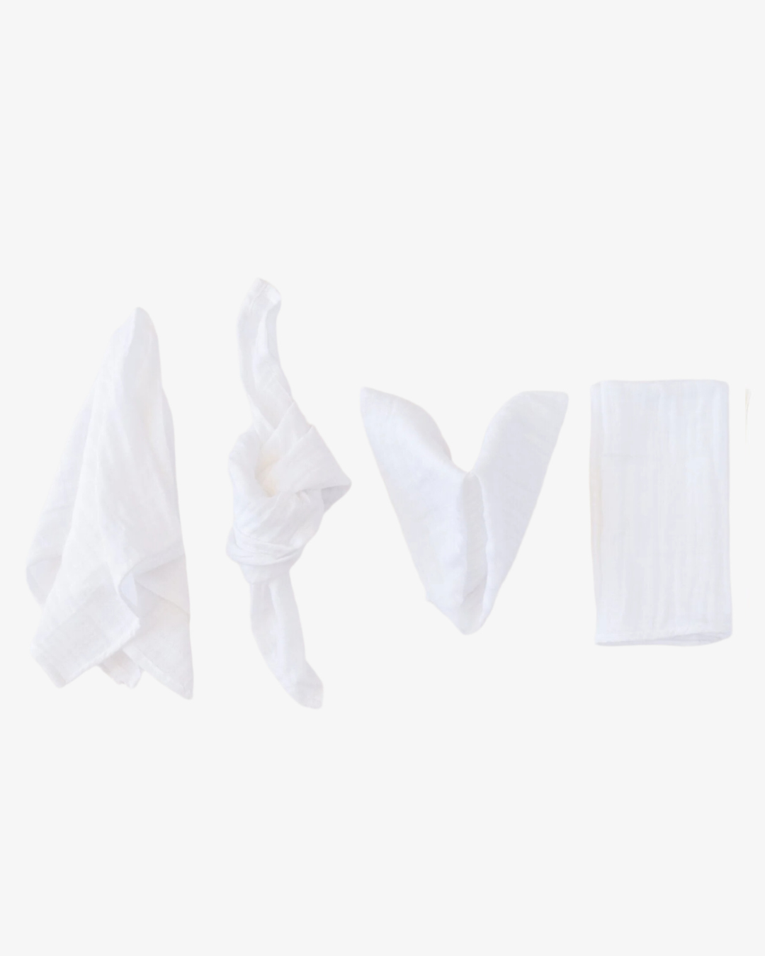 Organic cotton napkins in classic white with crinkled texture, set of 4