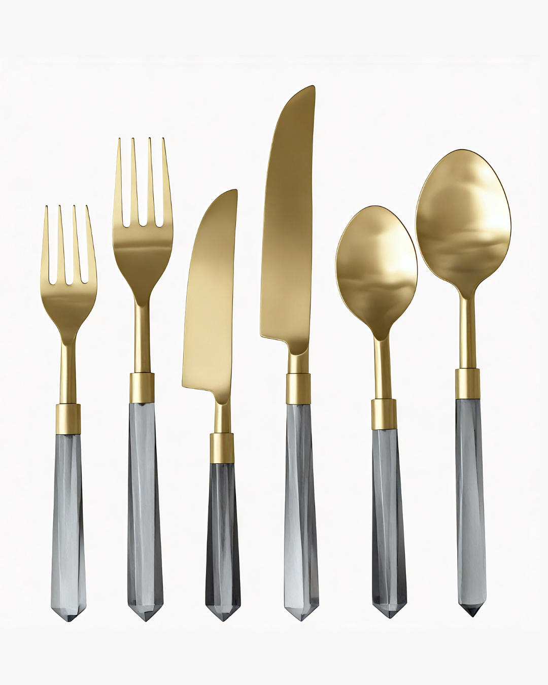 Prism Flatware – Charcoal + Gold (6-Piece Set)