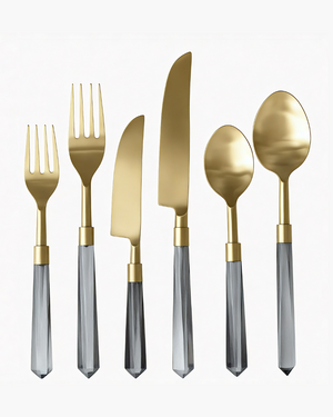 Prism Flatware – Charcoal + Gold (6-Piece Set)