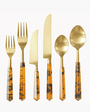 Prism Flatware – Tortoise + Gold (6-Piece Set)